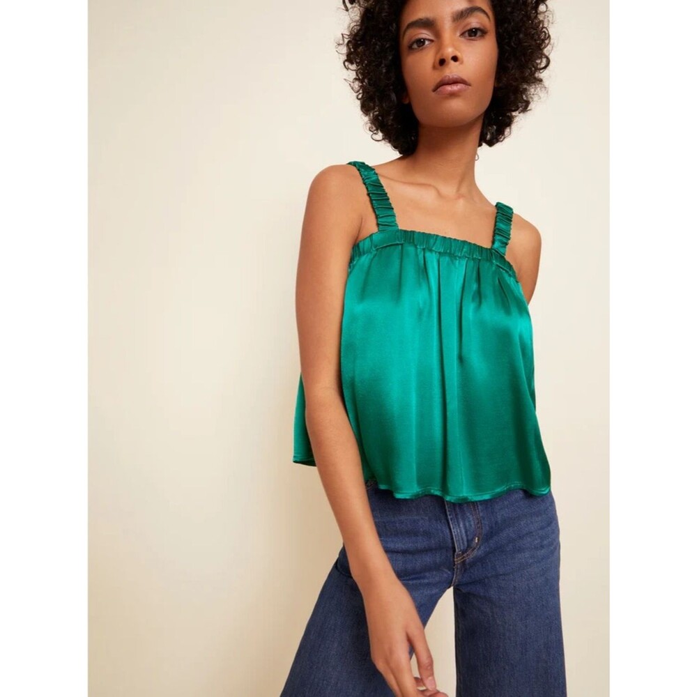 NATION Rivka Tank w/ Elastic Detail in Emerald S